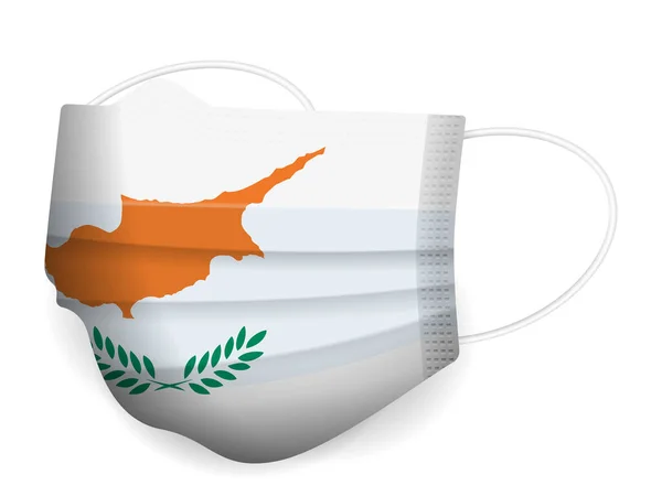 Медицинская Маска Флаг Кипра Белом Фоне Векторная Иллюстрация — стоковый вектор