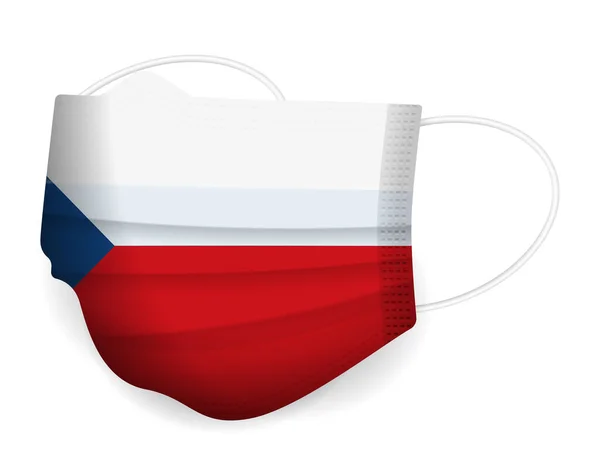 Maschera Medica Repubblica Ceca Bandiera Sfondo Bianco Illustrazione Vettoriale — Vettoriale Stock