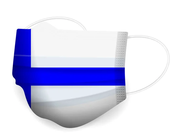 Máscara Médica Bandera Finlandia Sobre Fondo Blanco Ilustración Vectorial — Vector de stock