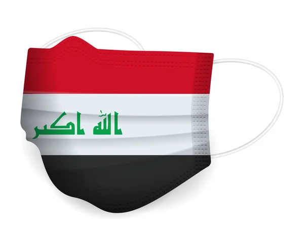 Maschera Medica Bandiera Iraq Sfondo Bianco Illustrazione Vettoriale — Vettoriale Stock
