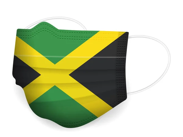 Medizinische Maske Jamaica Flagge Auf Weißem Hintergrund Vektorillustration — Stockvektor