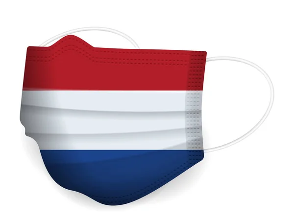 Maska Medyczna Flaga Holandii Białym Tle Ilustracja Wektora — Wektor stockowy