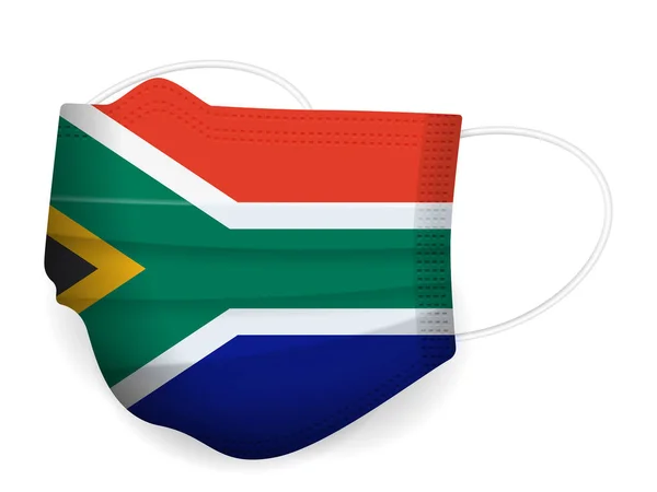 Lékařská Maska Jižní Afrika Vlajka Bílém Pozadí Vektorová Ilustrace — Stockový vektor
