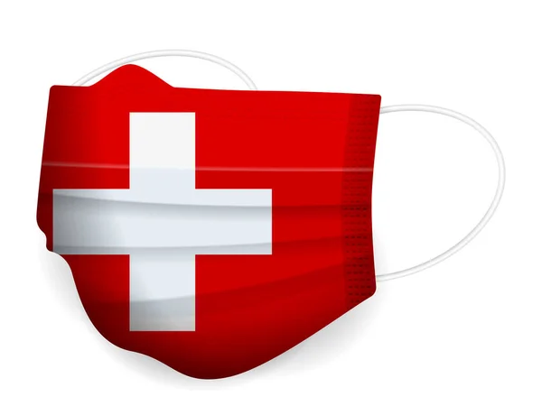 Медицинская Маска Флаг Швейцарии Белом Фоне Векторная Иллюстрация — стоковый вектор