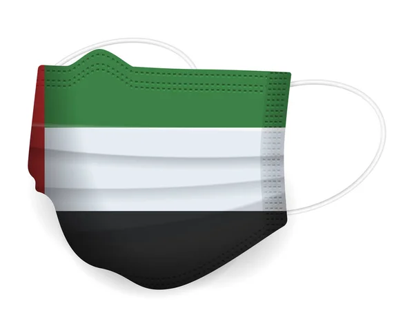 Medical Mask Uae Flag White Background Vector Illustration — Stock Vector