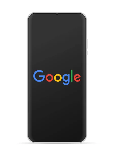 Akıllı Telefon Ekranında Google Logo Simgesi Vektör Illüstrasyonu Beyaz Arkaplan — Stok Vektör