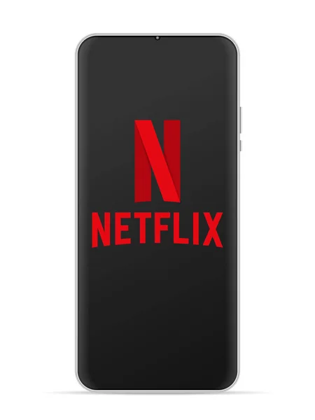 Значок Логотипа Netflix Экране Смартфона Векторная Иллюстрация Белый Фон — стоковый вектор