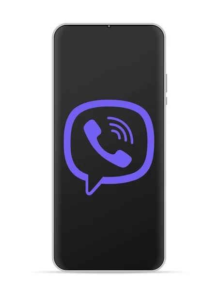 Εικονίδιο Λογότυπο Viber Στην Οθόνη Smartphone Εικονογράφηση Διάνυσμα Λευκό Φόντο — Διανυσματικό Αρχείο