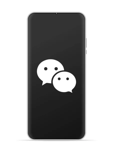Wechat Logo Symbol Auf Dem Smartphone Bildschirm Vektor Illustration Weißer — Stockvektor