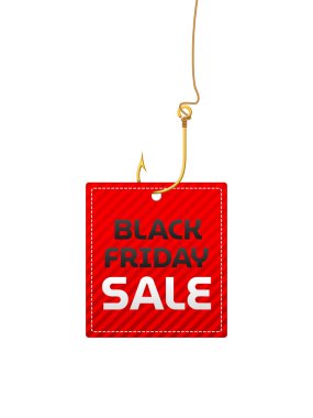 Beyaz arka planda siyah cuma etiketi. Vektör illüstrasyonu.