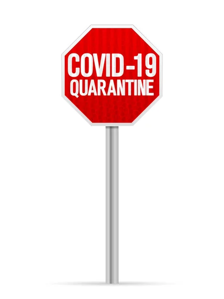 Segnale Stradale Covid Quarantena Sfondo Bianco Illustrazione Vettoriale — Vettoriale Stock