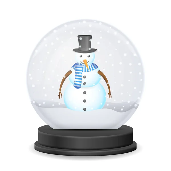 Snow Globe Snowman White Background Vector Illustration — Stock Vector