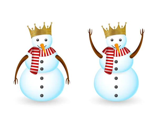 Snowman Sur Fond Blanc Illustration Vectorielle — Image vectorielle