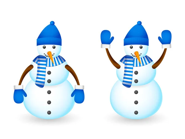 Snowman Een Witte Achtergrond Vectorillustratie — Stockvector