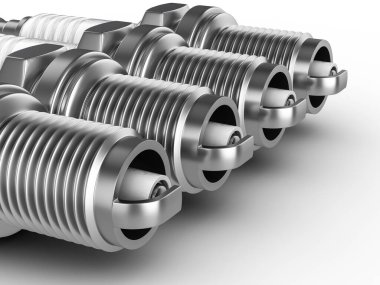 Beyaz arka planda bujiler var. 3d illüstrasyon.