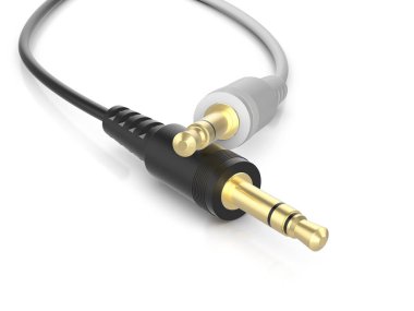 Beyaz arka planda Stereo Jacks. 3d illüstrasyon.