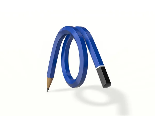 白い背景に柔軟な鉛筆 3Dイラスト — ストック写真