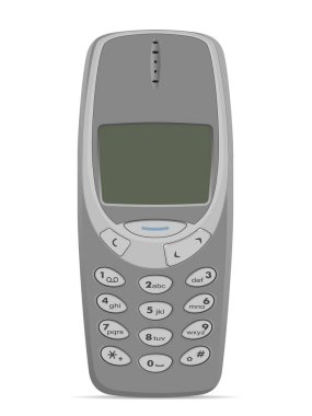 Beyaz arka planda klasik bir cep telefonu. Vektör illüstrasyonu.