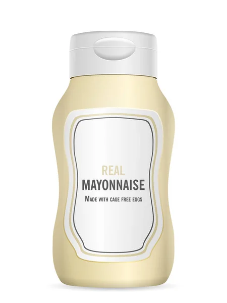 Mayonaise Fles Een Witte Achtergrond Vectorillustratie — Stockvector