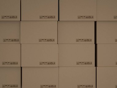 Background formed by cardboard boxes. 3d illustration.