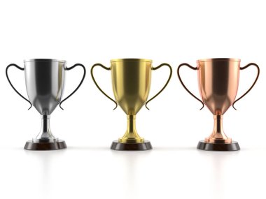 Beyaz arka planda kupalar. 3d illüstrasyon.