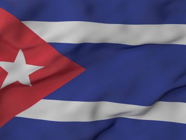 Kırışık kumaşlı Küba bayrağı arka planı. 3d illüstrasyon.