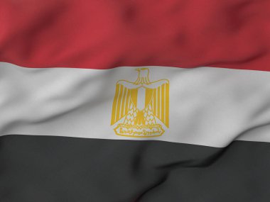 Kırışık kumaş Mısır bayrağı arka planı. 3d illüstrasyon.