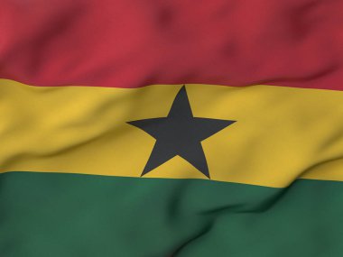 Kırışık kumaşlı Gana bayrağı. 3d illüstrasyon.