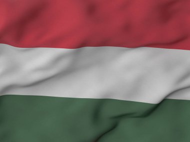 Kırışık kumaşlı Macaristan bayrağı. 3d illüstrasyon.