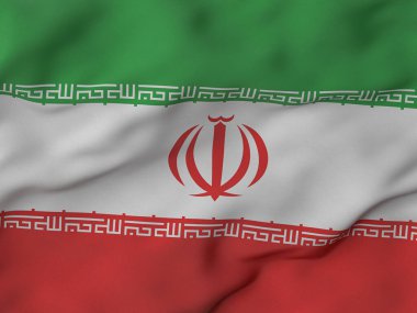 Wrinkled fabric Iran flag background. 3d illustration.