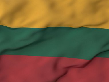 Kırışık kumaş, Litvanya bayrağı. 3d illüstrasyon.