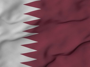 Wrinkled fabric Qatar flag background. 3d illustration.