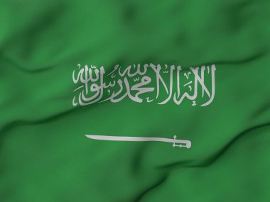 Wrinkled fabric Saudi Arabia flag background. 3d illustration.