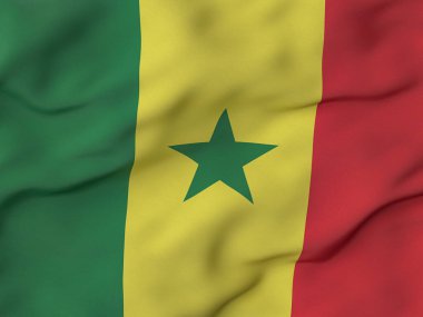 Kırışık kumaş Senegal bayraklı arka plan. 3d illüstrasyon.