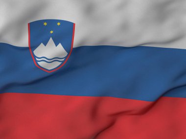 Kırışık kumaşlı Slovenya bayrağı. 3d illüstrasyon.