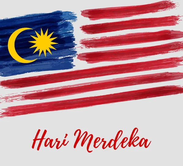 Malaysia Independence Day Background Grunge Painted Flag Malaysia Hari Merdeka — Stock Vector