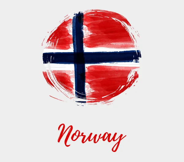 Holiday Bakgrund Med Grunge Akvarell Imitation Norges Flagga Runda Grunge — Stock vektor