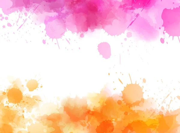 Abstracte Achtergrond Banner Met Aquarel Spatten Frame Oranje Roze Gekleurd — Stockvector