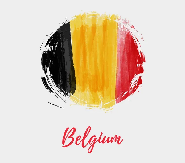 Holiday Background Belgian National Day Painted Watercolor Flag Grunge Shape — Stock Vector