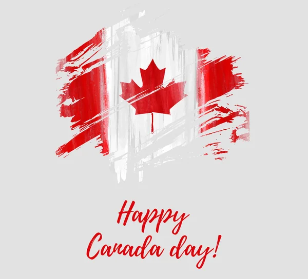 グランジ水彩画とハッピー カナダ日背景を描いたカナダの旗 招待状 ポスター チラシ バナーなどのテンプレート — ストックベクタ