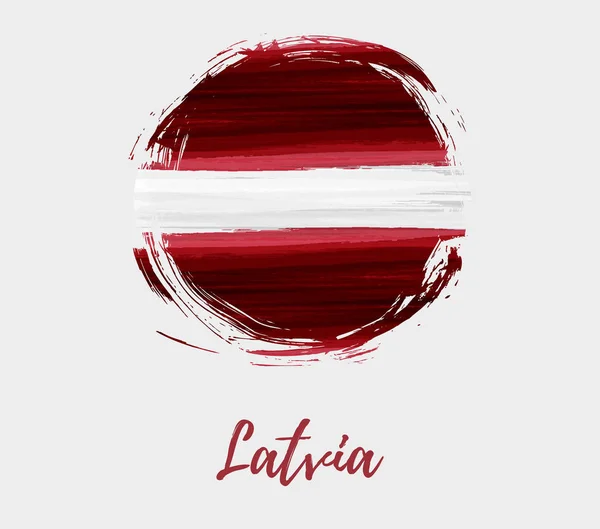 Παρασκήνιο Ακουαρέλα Σημαία Της Λεττονίας Grunge Στρογγυλό Σχήμα Πρότυπο Για — Διανυσματικό Αρχείο