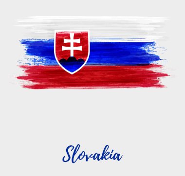 Slovakya'nın soyut suluboya taklit grunge bayrak. Slovak Cumhuriyeti bayrağı arka plan. Ulusal tatil arka plan, afiş, el ilanı, davet için şablon.