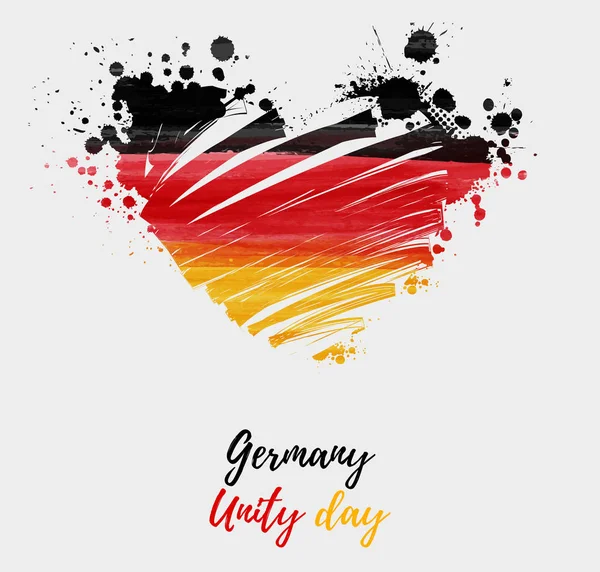 Bandera Grunge Acuarela Abstracta Alemania Forma Corazón Plantilla Para Fondos — Vector de stock