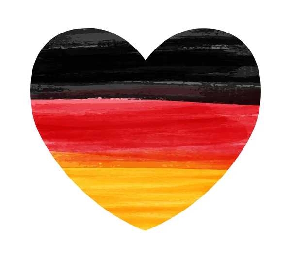 Abstrakte Aquarellierte Grunge Flagge Deutschlands Herzform Vorlage Für Nationale Feiertage — Stockvektor