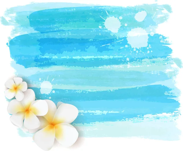 Fundo Com Linhas Escovadas Aquarela Abstrata Flores Plumeria Tropicais Verão —  Vetores de Stock