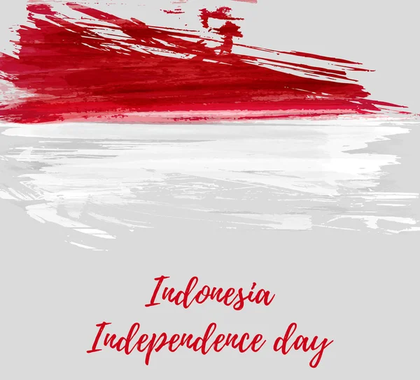 Indonesia Fondo Día Independencia Bandera Grunge Acuarela Abstracta Plantilla Para — Vector de stock