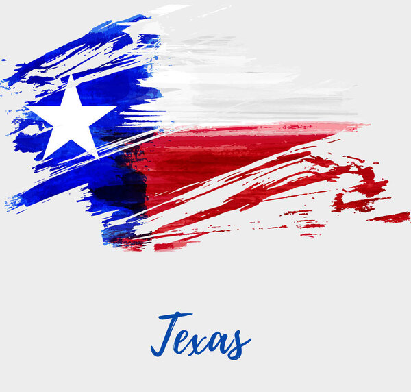 Abstract watercolor grunge flag of the state of Texas. The Lone Star Flag. Modern watercolored style. Template for your designs.