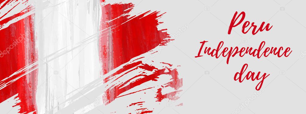 Peru Independence day background. Abstract watercolor grunge flag. National day holiday template for poster, banner, invitation, flyer, etc.