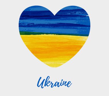 Ukraine abstract watercolor grunge flag in heart shape. Concept for patriotism, Independence day poster, flyer, banner, etc. clipart