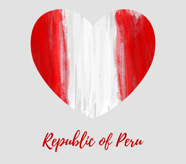 Fondo República Del Perú Bandera Grunge Acuarela Abstracta Forma Corazón — Archivo Imágenes Vectoriales